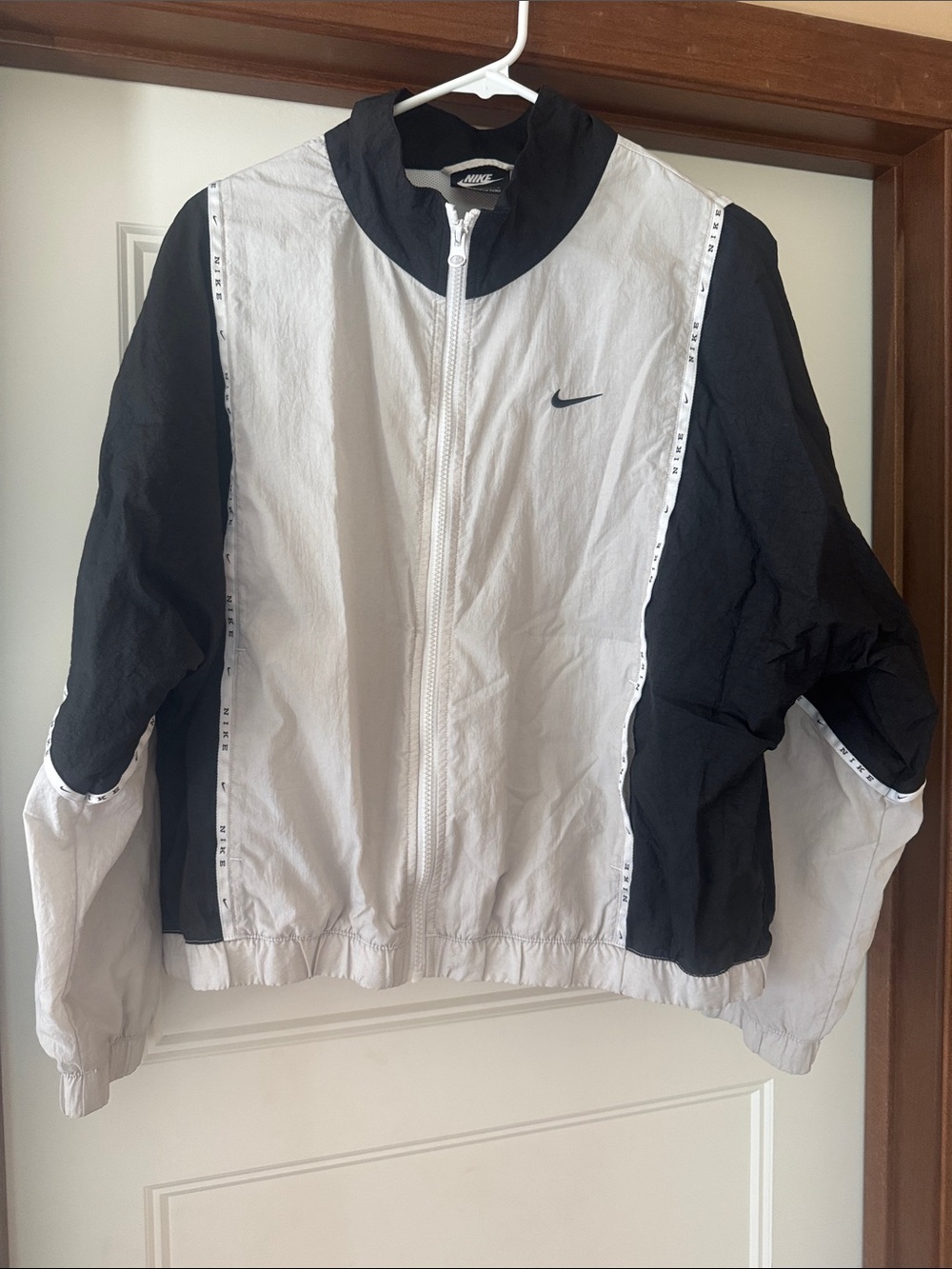 Nike Women's Black and White Panel Zip Bomber Jacket